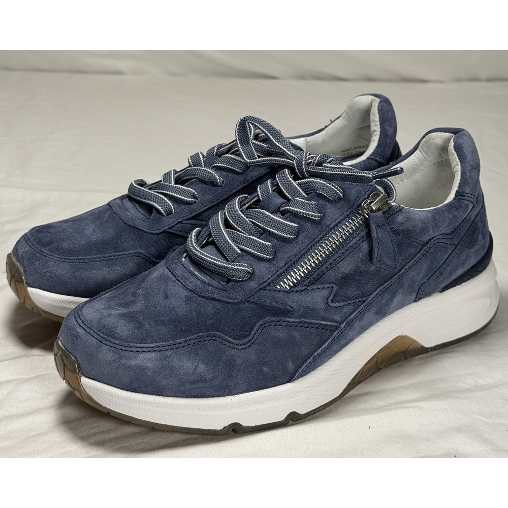 Nacarat Womens Sneakers Size 8 Blue Suede Zip Lace Casual Fashion Shoes